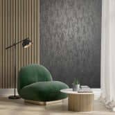 Non-woven wallpaper concrete look metal look modern glossy in black  