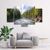 Leinwandbild 5 teilig, Wald Grüner Fluss Natur 