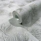 Vliestapete Blumen, Beton Floral Natur matt in Grau  