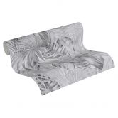 Papier peint Floral Gris Blanc - papier peint intissé A.S. Création 