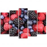 Leinwandbild 5 teilig, Himbeeren Früchte 