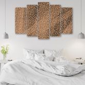 Leinwandbild 5 teilig, Leopard Leopard Pelfpatches Muster 