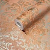 Barock Tapete Orange - Vintage klassik Vliestapete mit Ornamenten  