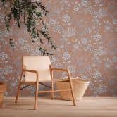 Vintage Tapete Landhaus Pflanzen Vliestapete Orange Grau - Mustertapete Blumen, Blätter 