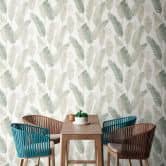 Papier peint Feuilles Vert Blanc Jungle Papier peint intissé Palmiers Échantillon Papier peint mural 