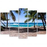 Leinwandbild 5 teilig, Tropischer Strand Palmen 