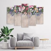 Leinwandbild 5 teilig, Blumen überwachsen 
