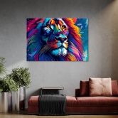 Leinwandbild, Bunte Neon Löwe Abstraktion 