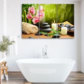 Leinwandbild 3-teilig, Zen-Steine Blumen 