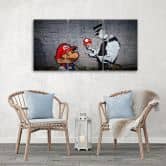 Leinwandbild 3-teilig, Banksy Mario Graffiti 