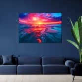 Leinwandbild, Sonnenuntergang über dem Meer 