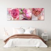 3-delige canvas print roze vintage rozen 