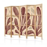 Japanischer Paravent, Raumteiler freistehend, Trennwand - Waving Leaves - Plant Shapes in Matisse Style 