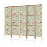 Japanischer Paravent, Raumteiler freistehend, Trennwand - Fish and Japanese Pattern 