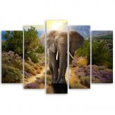 Leinwandbild 5 teilig, Elefanten-Safari Afrika Natur 