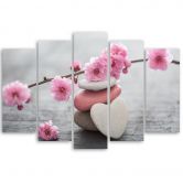 Leinwandbild 5 teilig, Herz Stein Rosa 