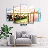 Leinwandbild 5 teilig, Venedig Gondeln Italien 