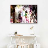 Canvasbillede, Ballerina i kjole - abstrakt 