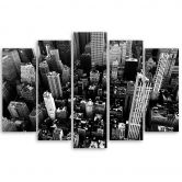 Leinwandbild 5 teilig, New York City Schwarz und Weiß USA 