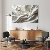 Leinwandbild, Weiße Orchidee und Abstraktion 3D 