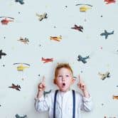 Kindertapete, Vliestapete mit Illustration Kids Walls blau, bunt 