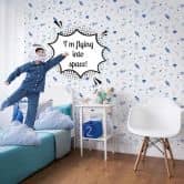 Kindertapete, Vliestapete mit Illustration Kids Walls weiß, blau 