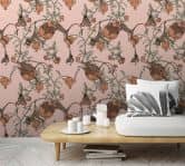 Fototapete mit Affen und Pflanzen, Rosa Floral 2.70 x 1.06 m 