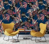 Fototapete mit abstraktem Blumenmotiven, Blau Floral 2.70 x 2.12 m 