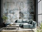 Fototapete Bildtapete Abstrakte Textur mit Ornament Muster in Blau Grau 2,7 x 2,12 m 