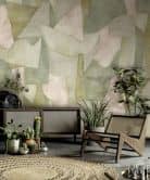 Fototapete Bildtapete Abstrakte Geometrie Formen in Salbeigrün Beige und Rosé 2,7 x 2,12 m 