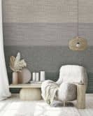 Fototapete Wandtapete mit Motiv Textil Optik Streifen in Greige Beige und Grau 2,7 x 1,59 m 