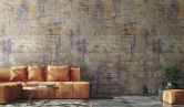 Fototapete Motivtapete Abstrakte Wandstruktur in Beige mit Rost und Violett in Used 2,7 x 2,12 m 