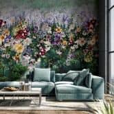 Fototapete Bildtapete Wilde Blumenwiese mit Blütenmix in Violett und Creme 2,7 x 2,65 m 