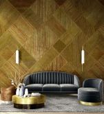 Fototapete Motivtapete Geometrisches Streifenmuster in Gold und Oliv mit Textilstruktur 2,7 x 2,65 m 
