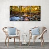 Leinwandbild 3-teilig, Wald Herbst Bach Natur 