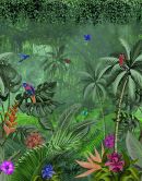 Fototapete mit Dschungelmotiv und Tieren, Grün ,Floral 2,70 x 2,12 m 
