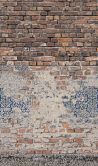 Fototapete mit Steinmauer als used look Rot, Blau ,Steinoptik 2,70 x 1,59 m 