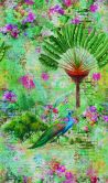 Fototapete mit Blumen und Pfau Grün, Rosa ,Steinoptik 2,70 x 1,59 m 