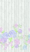 Fototapete mit kleinen Blumen auf Holzzaun Greige ,Holzoptik 2,70 x 1,59 m 