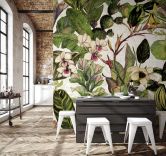 Fototapete Wandtapete mit Motiv Exotischer Dschungel Mix mit Kakteen, Orchideen 3,4 x 3,18 m 