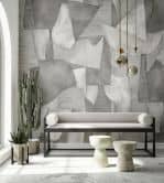 Fototapete Motivtapete Abstrakte Geometrie in Grau und Offwhite mit feiner Struktur 3,4 x 2,65 m 