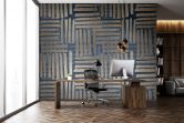 Fototapete Motivtapete Abstraktes Streifenmuster in Blau und Beige im Pinsel-Look 3,4 x 2,12 m 