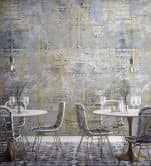 Fototapete Wandtapete mit Motiv Abstrakte Patina-Textur in Blau, Grau und Gold 3,4 x 2,65 m 