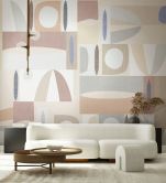 Fototapete Motivtapete Abstrakte Mid-Century Formen in Pastell mit Beige und Blau 2,7 x 4,24 m 