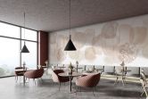 Fototapete Bildtapete Abstrakte Aquarellformen in Beige mit Punkten und feinen Linien 2,7 x 4,24 m 