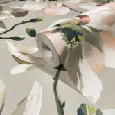 Vliestapete mit Blättern in gemaltem Stil beige, weiß Floral 