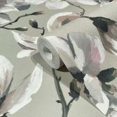 behang vliesbehang Flora grijs, beige 