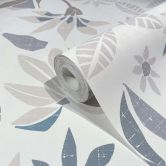 Vliestapete in abstraktem Blumenmotiv weiß, grau Floral 
