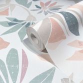 tapet, non-woven blomstertapet Flora hvid, grøn 