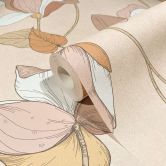 Vliestapete mit Comic-Blumen Look beige, braun Floral 
